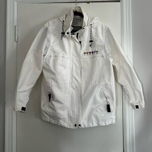 VTG 90’s Y2K LL Bean Jacket Womens L White Nautical Windbreaker Sailing Hooded.